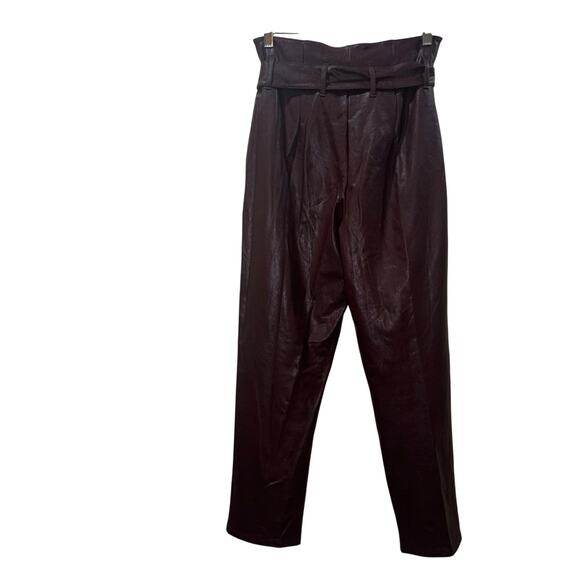 Commando Faux Leather Pants- Paperbag Pants in Oxblood- Size XS - Picture 6 of 15